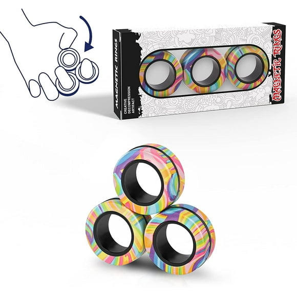 Can Assist with Stress Relief Unzip Magic Magnet Finger Ring for Kids & Adults Loopa Mangetic Rings Decompression & Anxiety Fidget Toy for Fingers